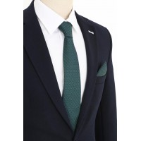 Brianze Yeşil Beyaz Noktalı Desen Kravat Mendil Set 