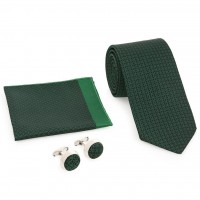 Yeşil Kravat Kol Düğmesi Hediyelik Set-Brianze KMK-19